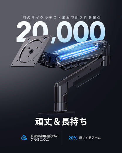 「公式店」HUANUO モニターアーム 13～32インチ対応 2～9kg耐荷重 PCモニターアーム ディスプレイアーム ガススプリング式 グロメット式＆クランプ式 VESA100*100 多角度調節 ケーブル収納 monitor arm HNSS6