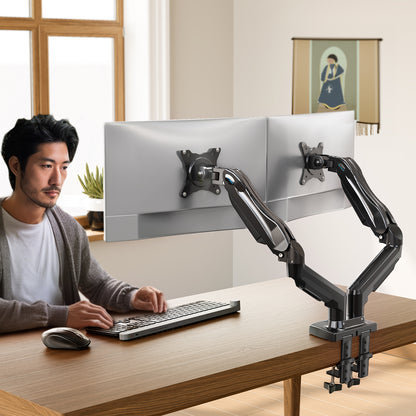 「公式店」HUANUO モニターアーム 13～32インチ対応 2～9kg耐荷重 ディスプレイアーム モニターアーム デュアル ガススプリング式 2画面 PCモニターアーム グロメット式＆クランプ式 VESA100*100 多角度調節 ケーブル収納 monitor arm HNDS6