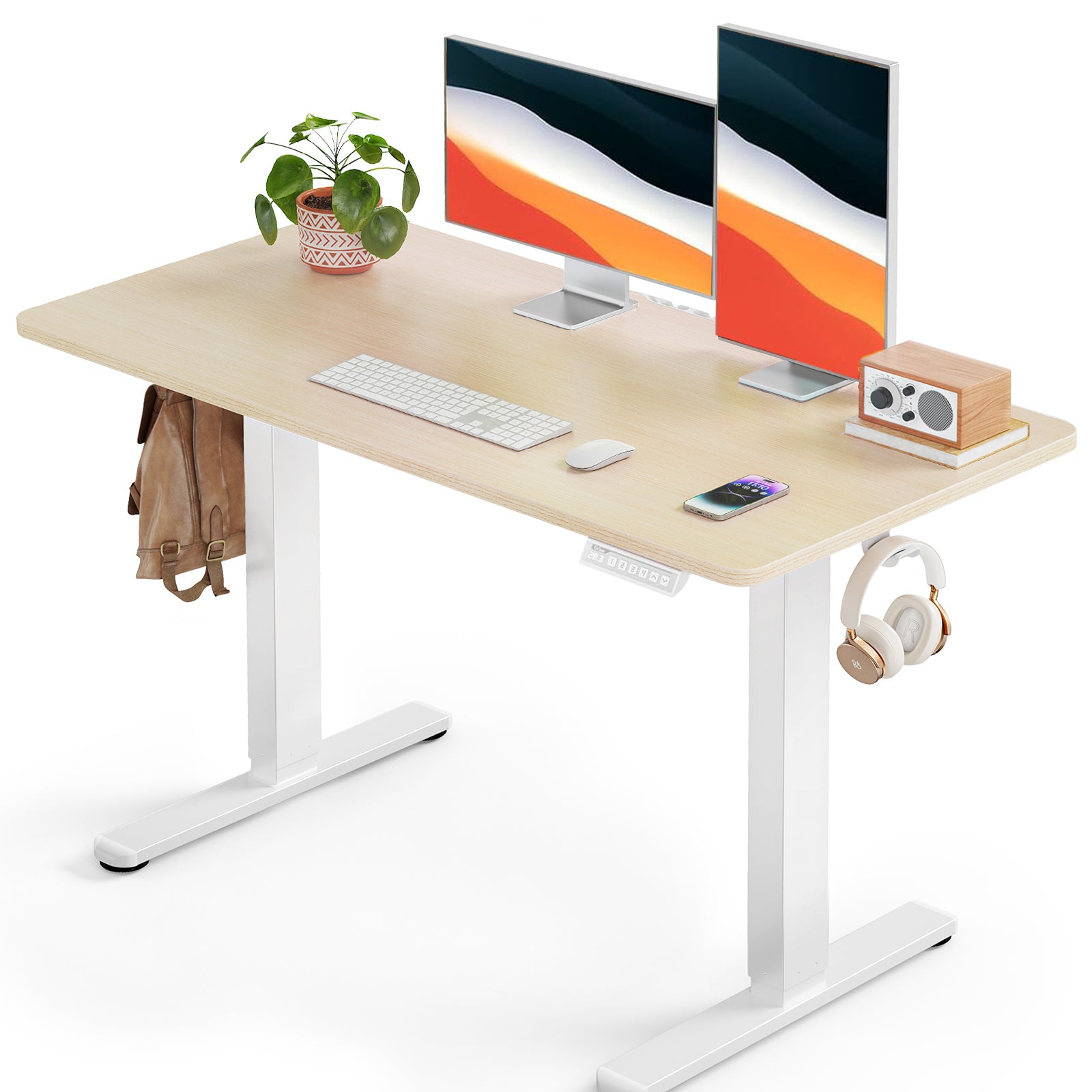 ErGear 電動 昇降デスク 一枚板 80kg耐荷重 71~119cm高さ調節