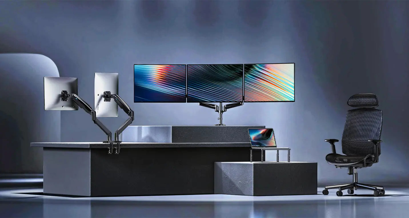 HUANUO モニターアーム製品ラインナップ｜ガススプリング式・クランプ式・ディスプレイアームなど多種類を展開